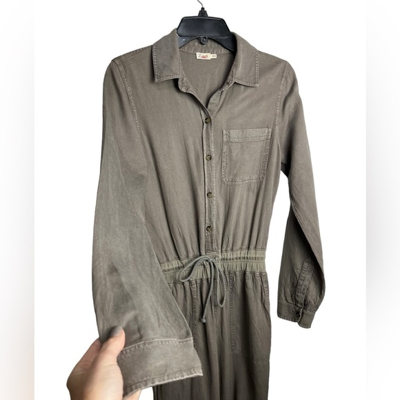 FAHERTY Arlie Day Jumpsuit in Surplus Green Gray Tencel Linen Blend XS - Picture 5 of 9